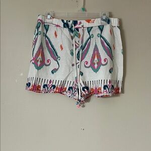 Zara High Waist Women's Shorts - White and Multicolor